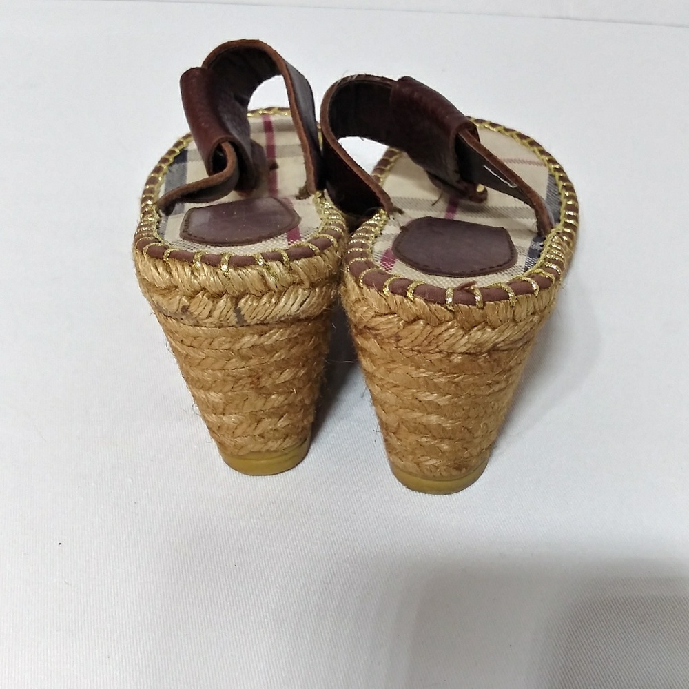 Burberry Leather Espadrille Wedge Sandal - Picture 5 of 6